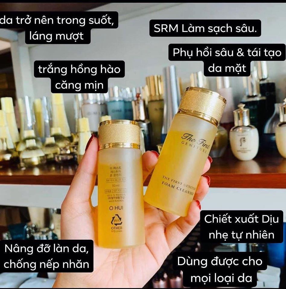 Sữa rửa mặt OHUI The first tái sinh vàng 24k xe nhỏ lcl sạch sâu 50ml